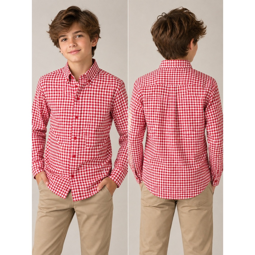 B by Brooks Brothers Boys 14Y Red Gingham Cotton Button Down Shirt NWT Preppy BB